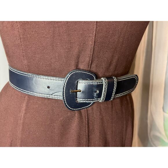 belt navy white stitching mod vintage - Picture 2 of 11